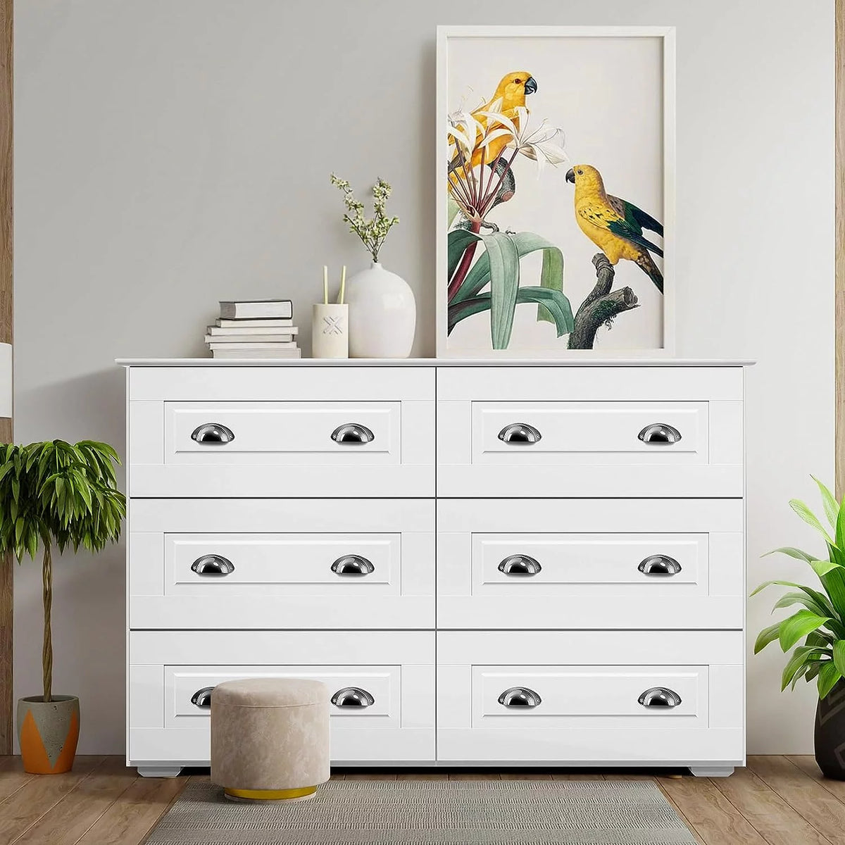 White 6 Drawer Wood Dresser Z92028