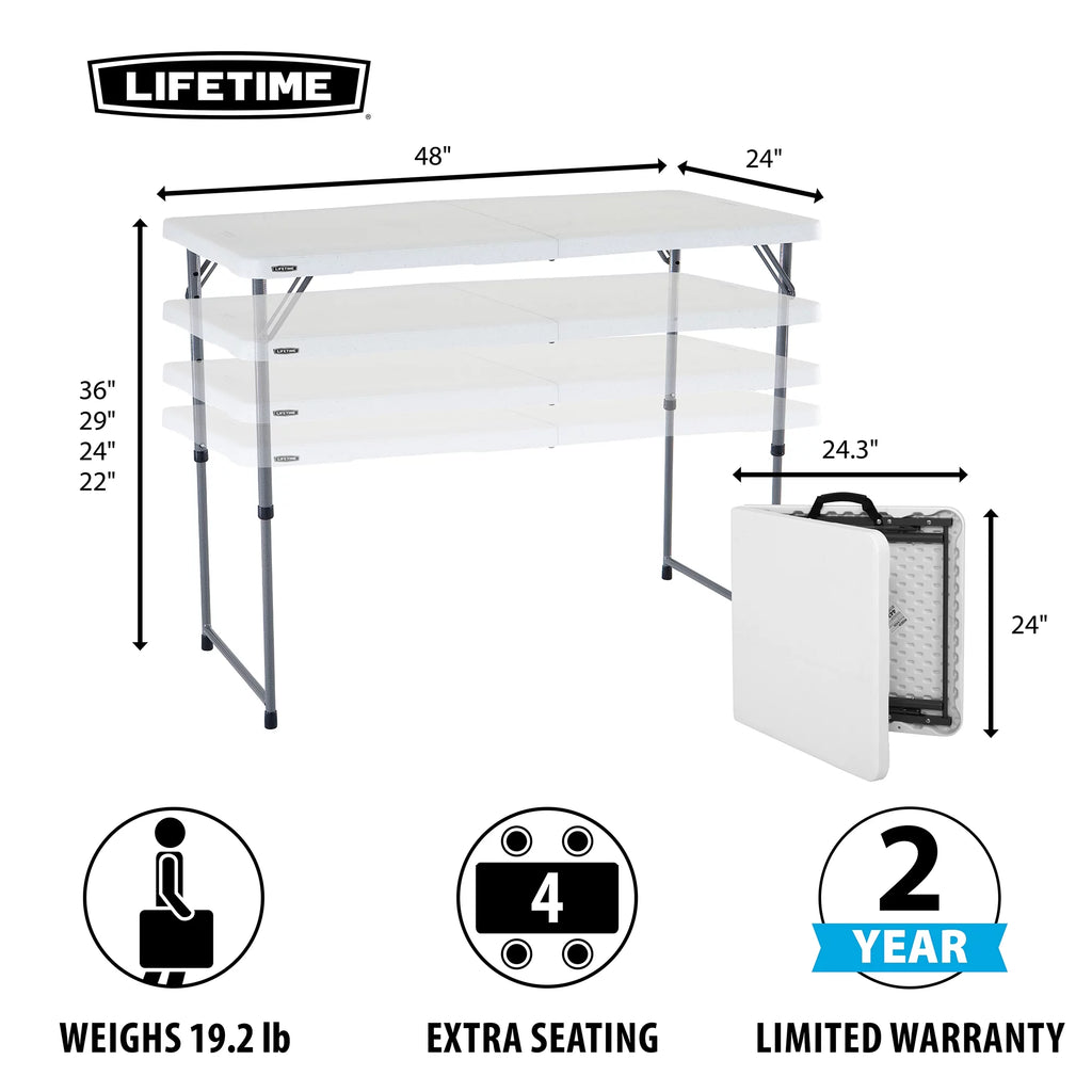 4 ft. Rectangle Fold-in-Half Adjustable Table P95886
