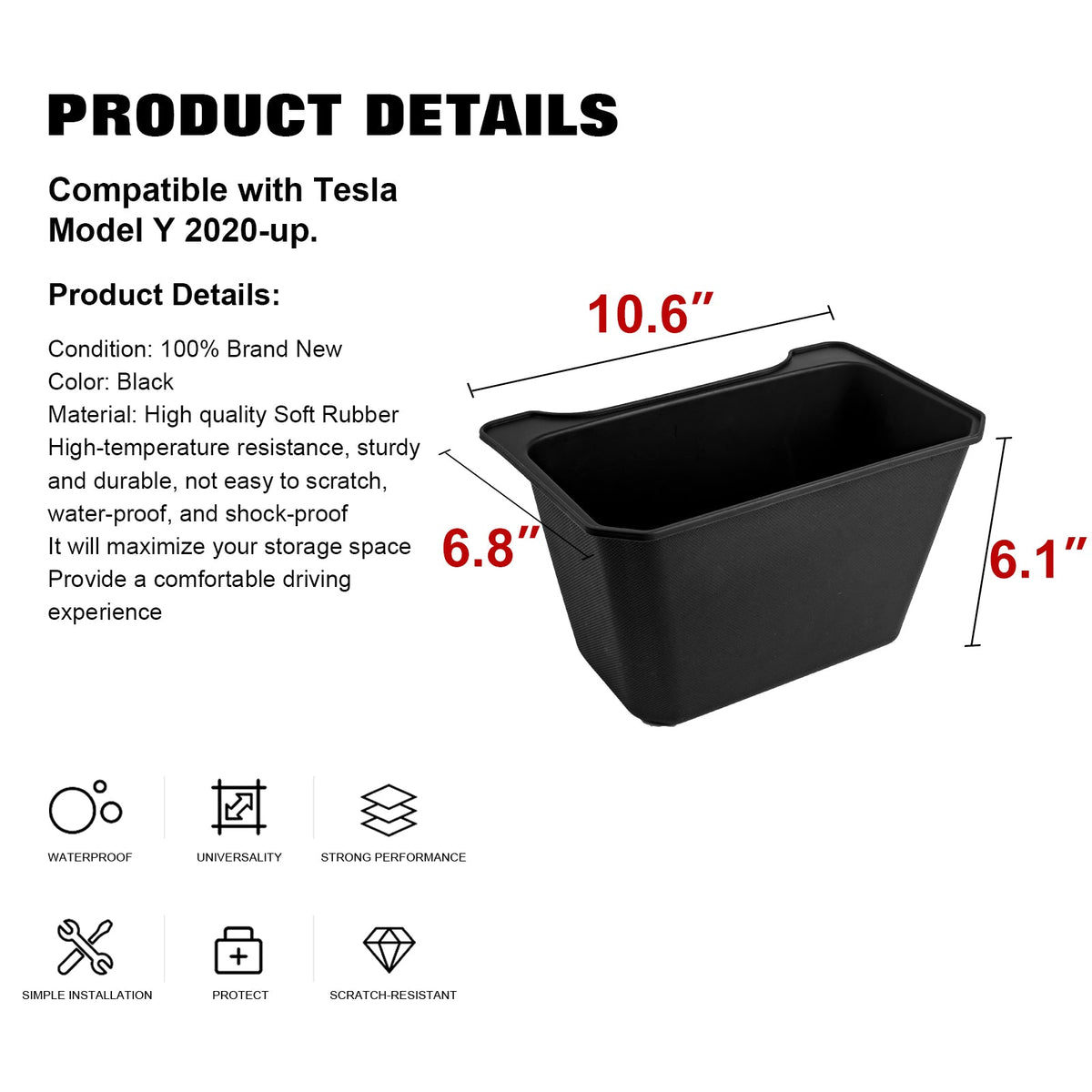 Interior Center Console Storage Box Organizer Trash Can T115452
