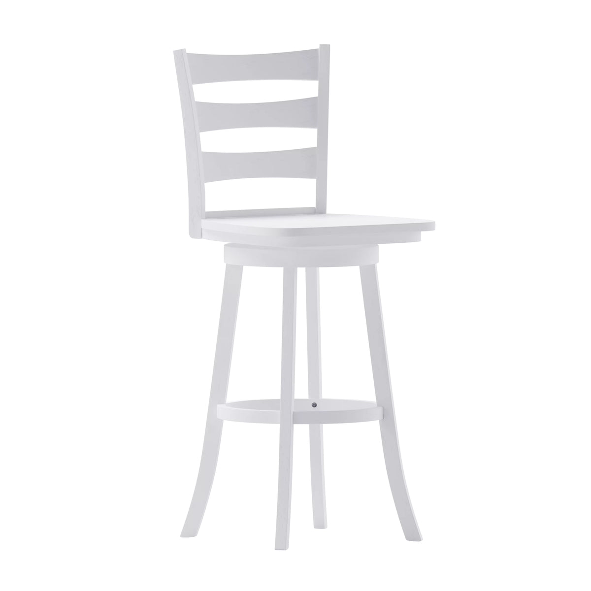 30" Antique White Swivel Bar Height Stool with Wood Seat and Footrest Z346