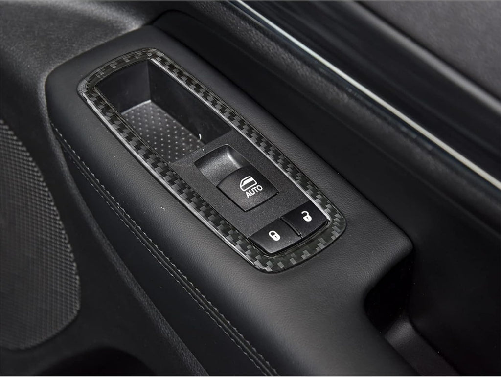 Carbon Fiber Window Lift Switch Button Panel Frame Trim Sticker 4PCS Black L41870