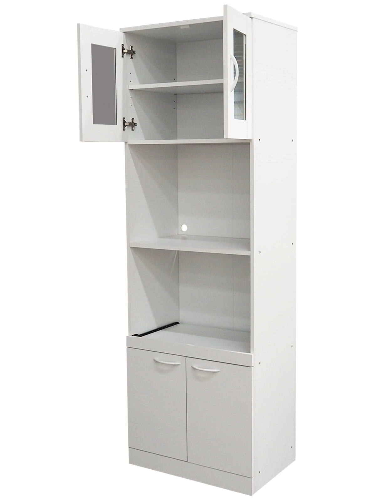 Tall White Kitchen Pantry Microwave Storage Cabinet F451805