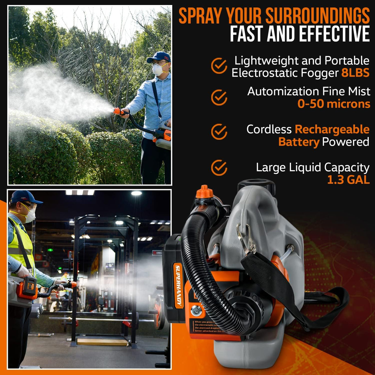 1.3Gal 5L 48V Battery Electrostatic/ULV Fogger Sprayer C961
