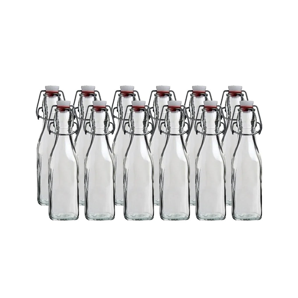 8.5oz Swing Top Glass Bottles 12-pack W7657