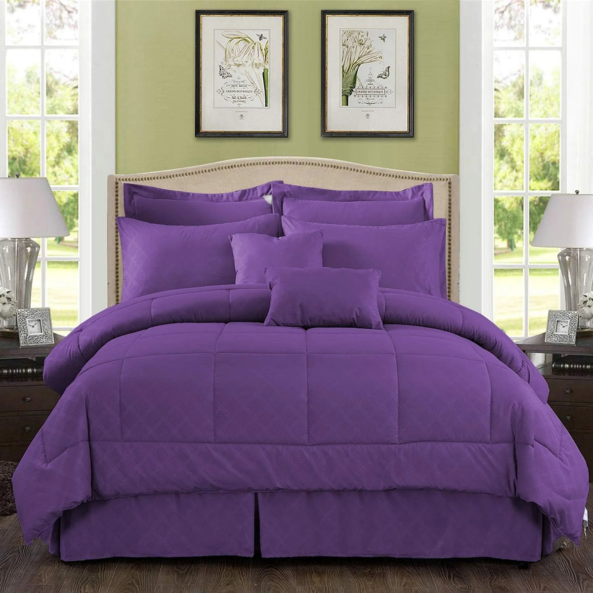 10 Piece Microfiber Comforter Set With Shams Purple V564183