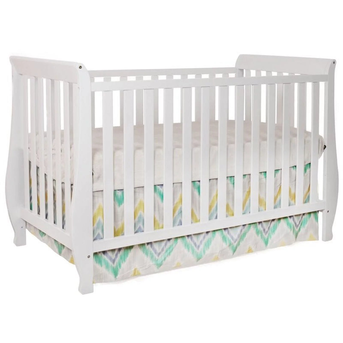 White 4 in 1 Convertible Crib with Mattress T9497