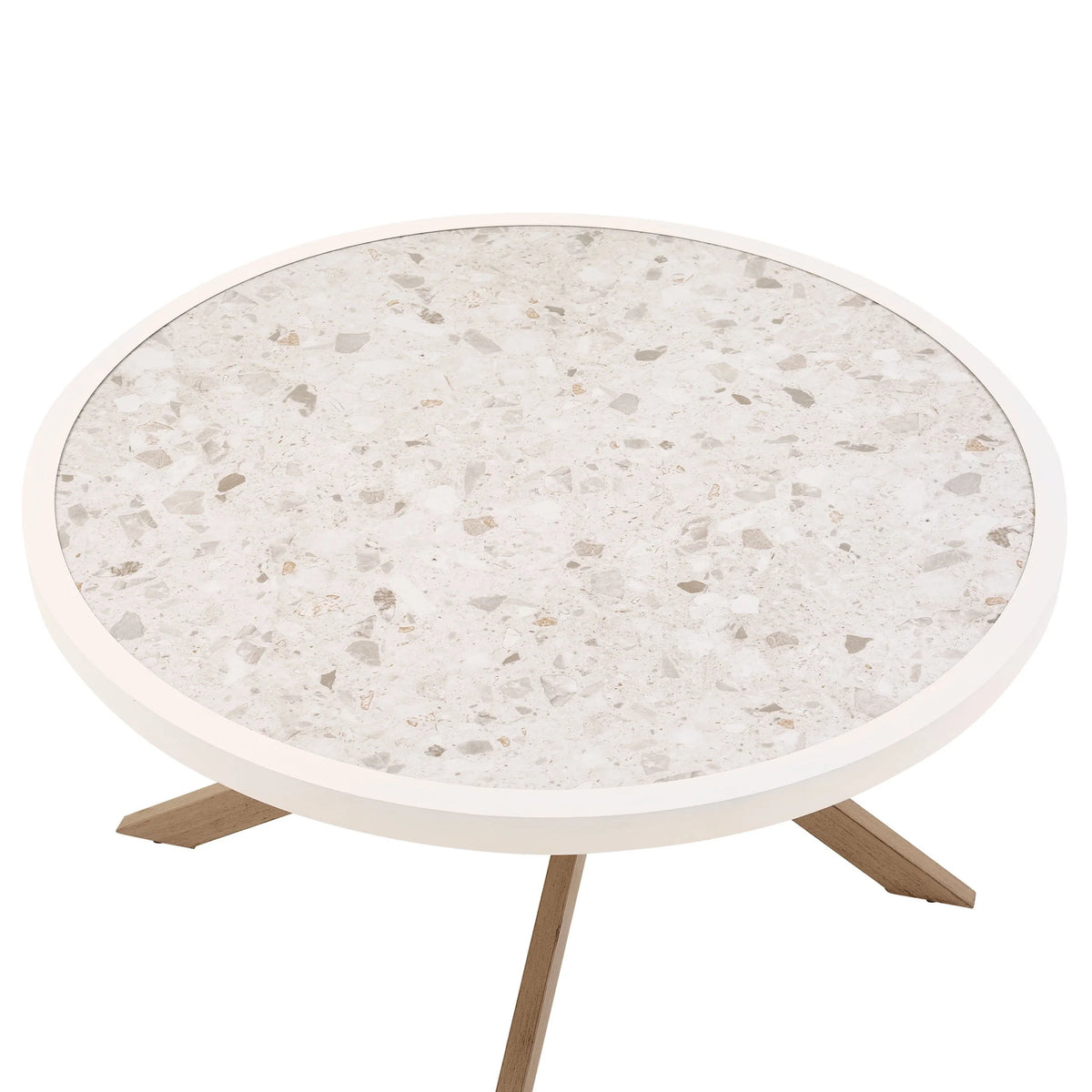 White Round Outdoor Tile-Top Coffee Table N822169