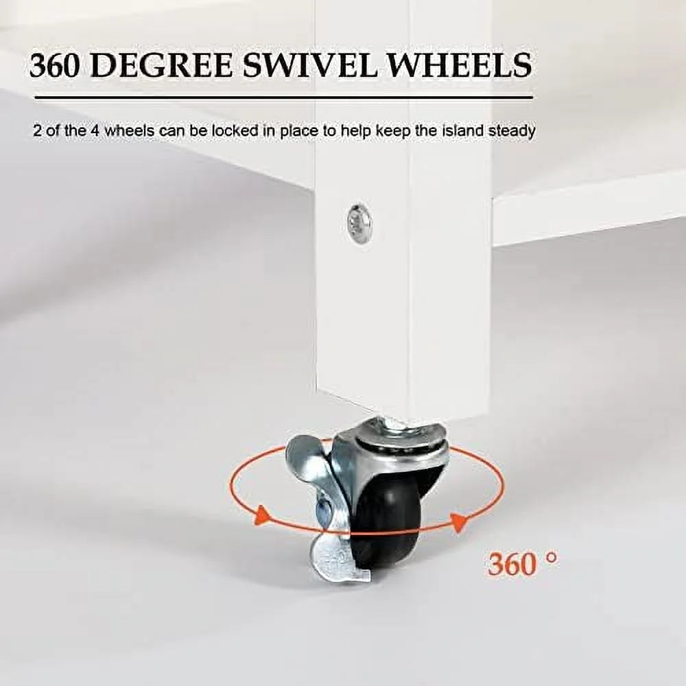 White Coffee Cart with Drawer and Cabinet X4147
