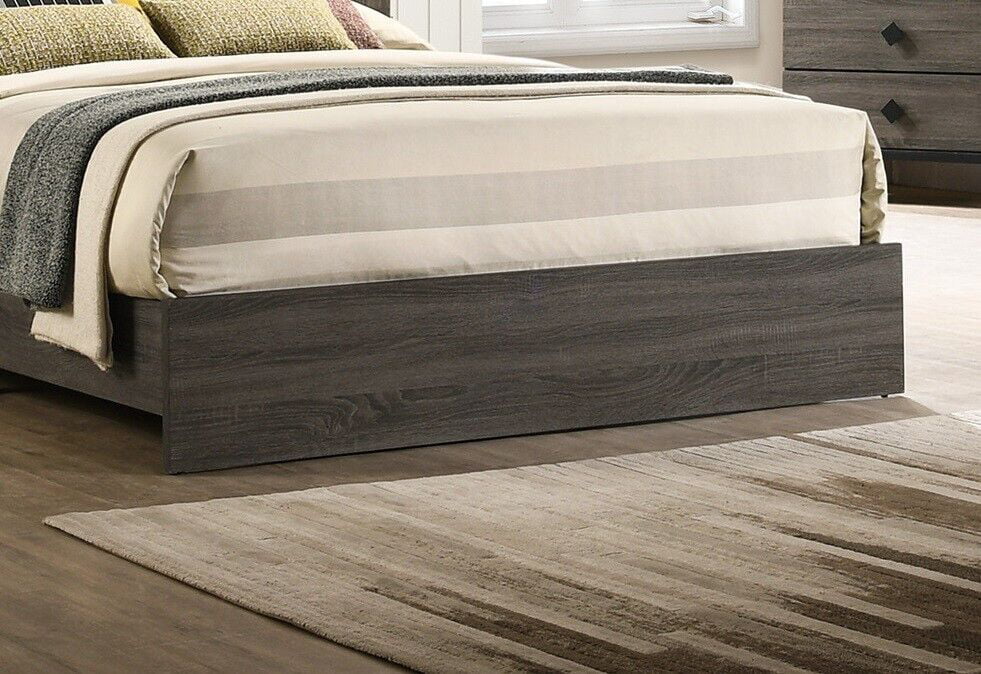 Gray Queen Size Wooden Bedframe with 2 Nightstands 3pc Furniture Set P597
