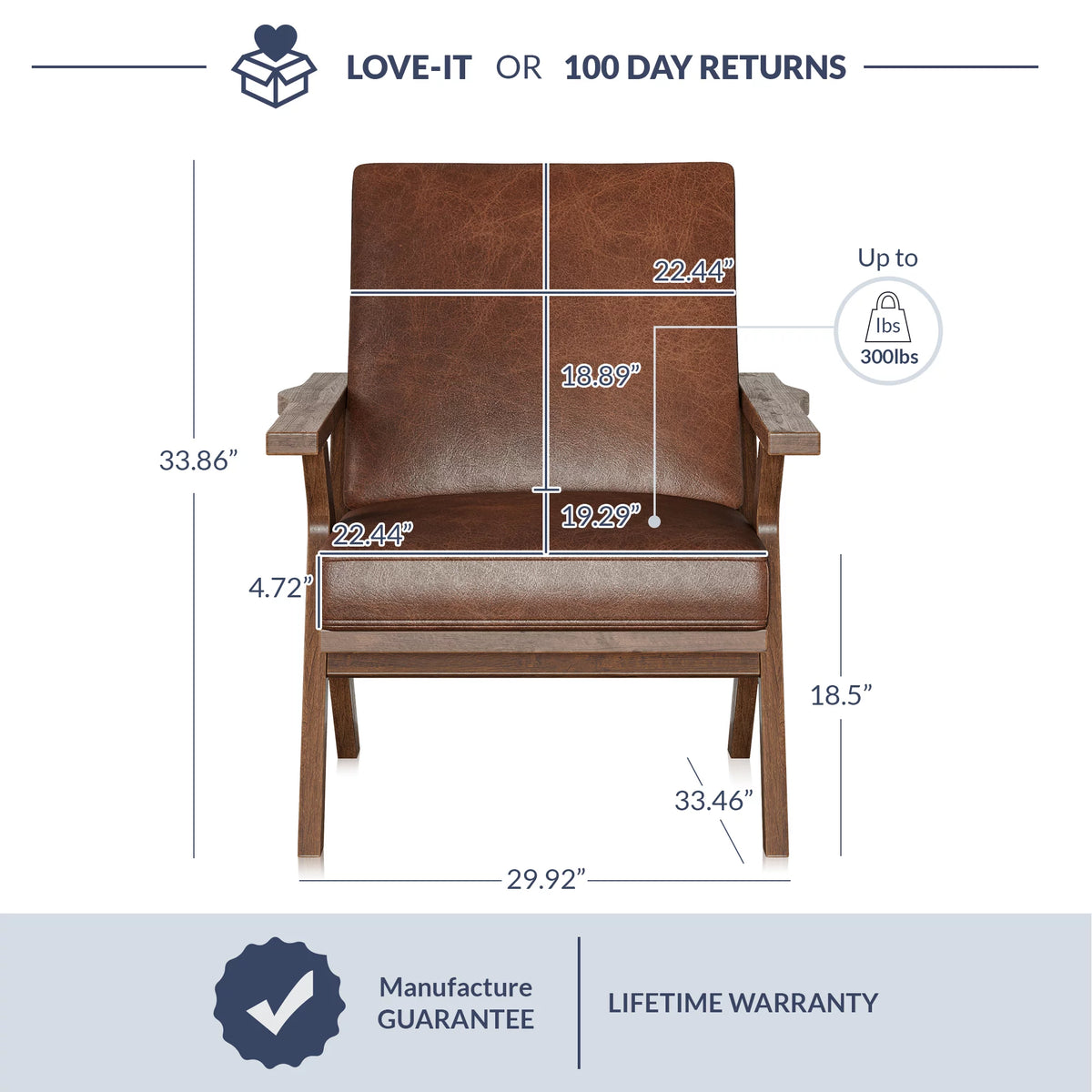 Brown Faux Leather Accent Chair L336