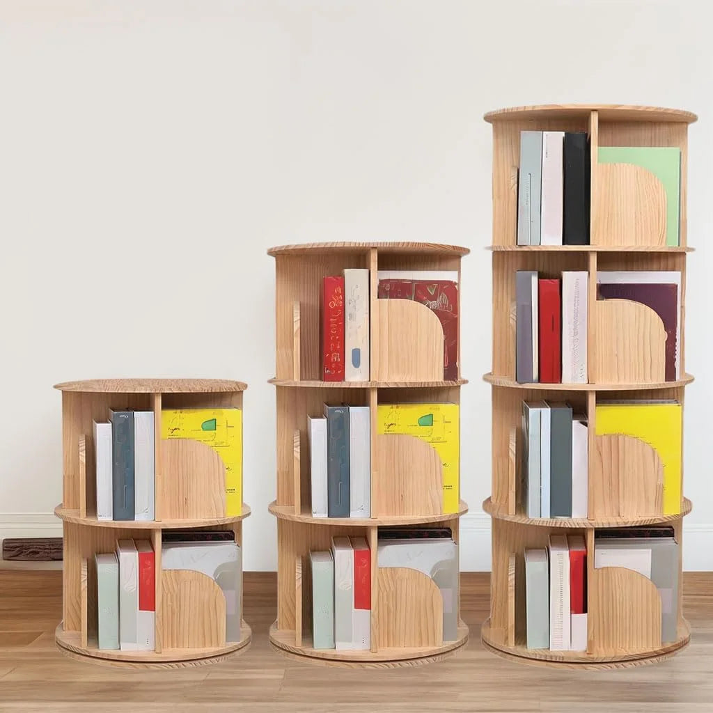 3 Tier Rotating Wood Bookshelf S5908