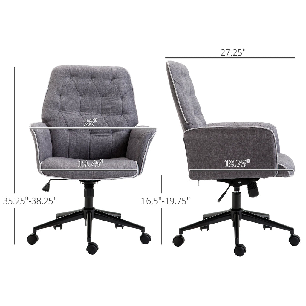 Linen Tufted Height Adjustable Swivel Office Chair X72306