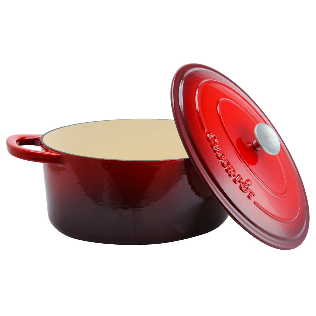 Red Enamel Cast Iron Covered Dutch Oven Slow Cooker S2659