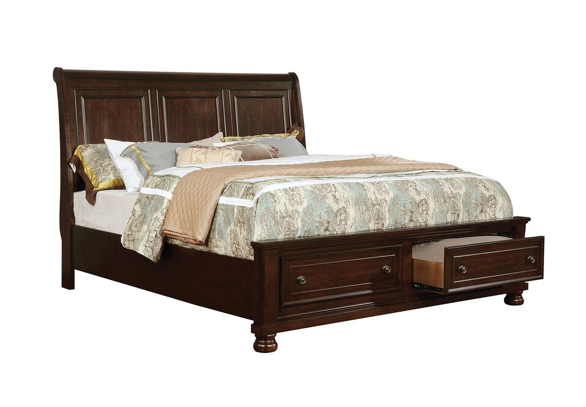 Brown Cherry Solid Wood 3pcs Bedroom Set I434984