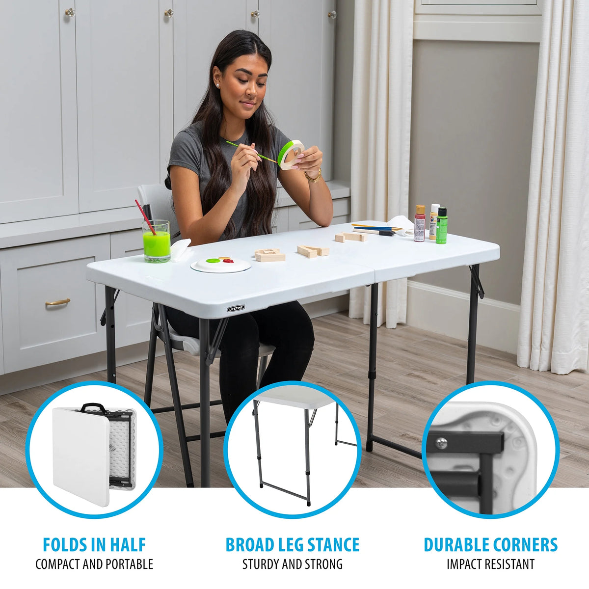 4 ft. Rectangle Fold-in-Half Adjustable Table P95886
