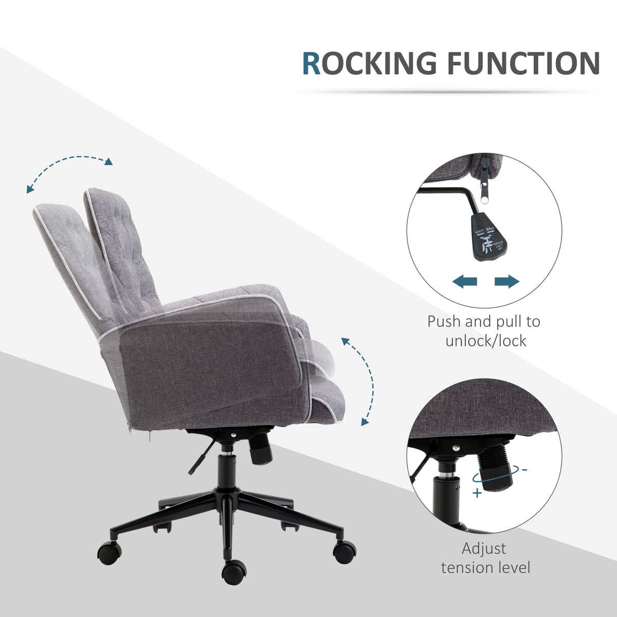 Linen Tufted Height Adjustable Swivel Office Chair X72306