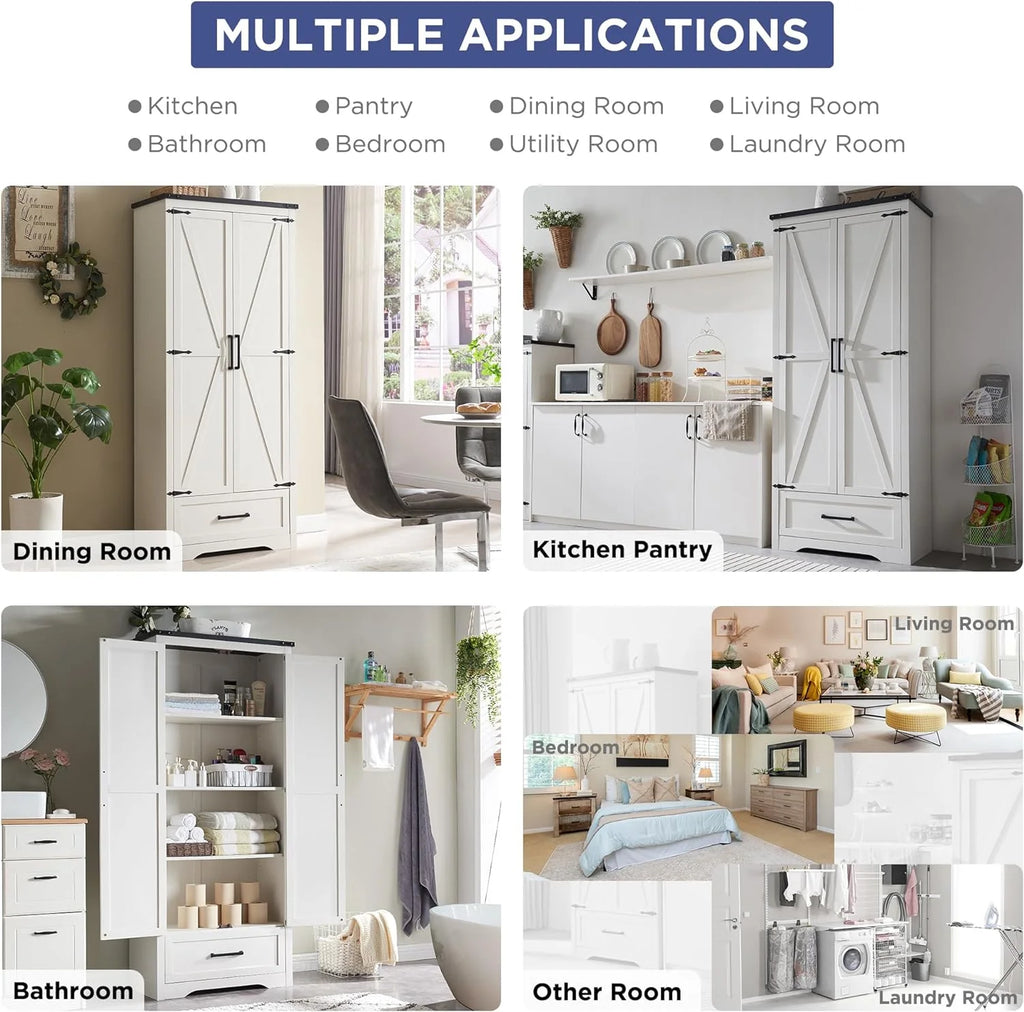 White 2-Door Storage Cabinet with Drawer Q5471