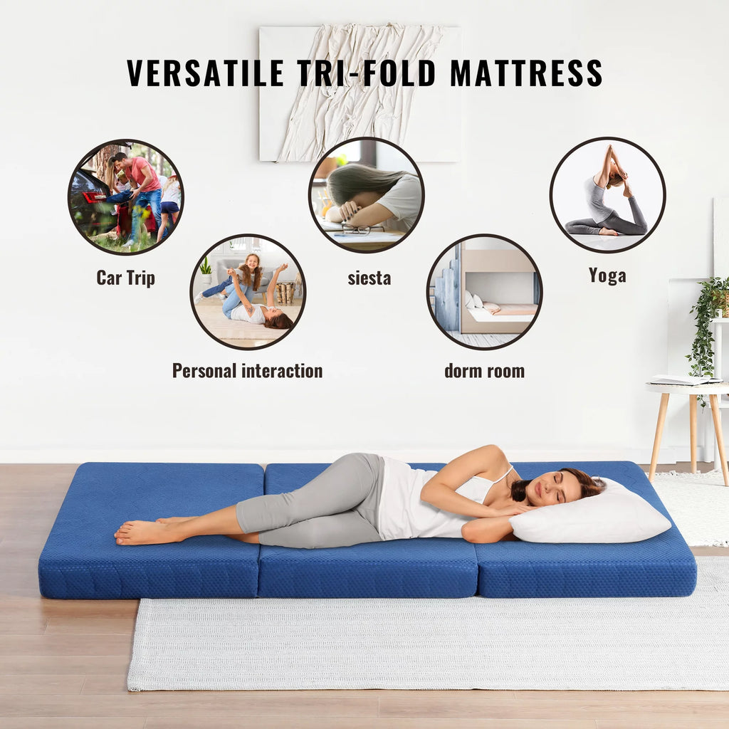 4'' Blue Narrow Twin Memory Foam Mattress V10610