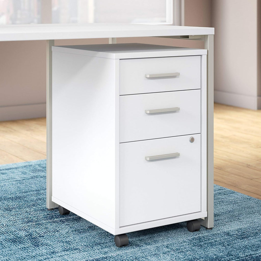 White 3 Drawer Mobile File Cabinet M710
