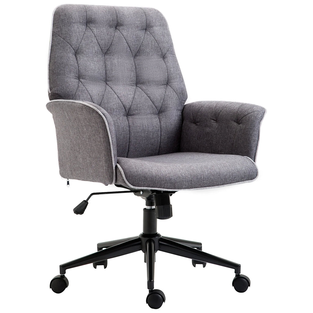 Linen Tufted Height Adjustable Swivel Office Chair X72306