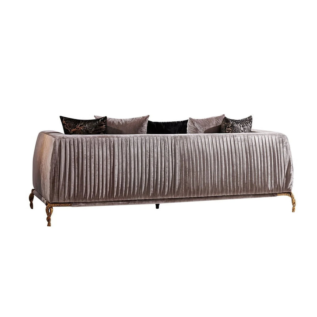 Ivory Velvet 2PC Living Room Set with Wood S931095