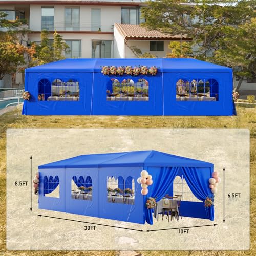 Black 10x30 Heavy Duty Party Tent with 8 Removable Sidewalls N970876
