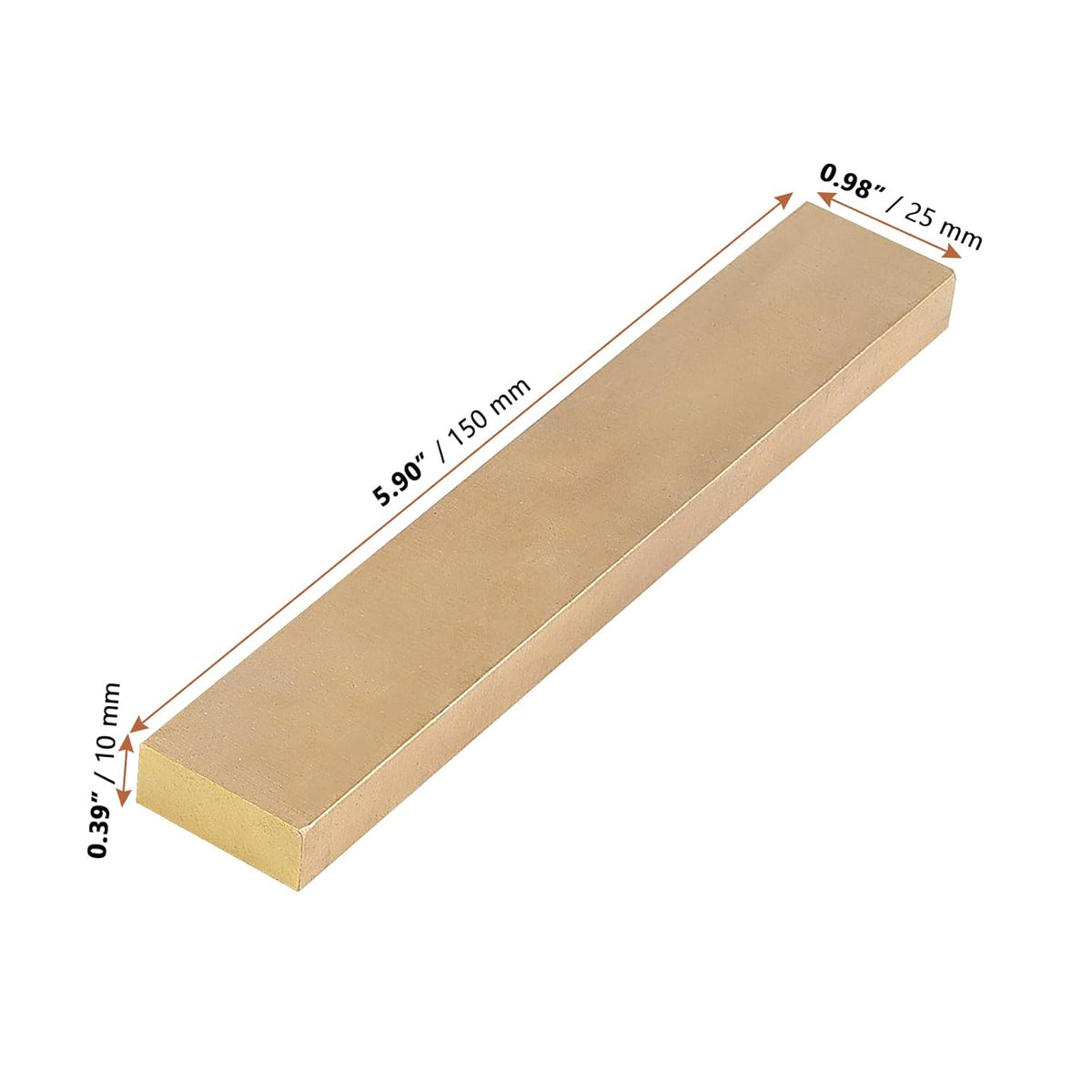 2 Pcs 0.39 x 1 x 6 Inch Brass Flat Bar Stock K661637