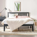 Black Twin Solid Wood Platform Bed with Headboard E688