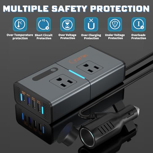 200W Car Power Inverter DC 12V to 110V Black A7013