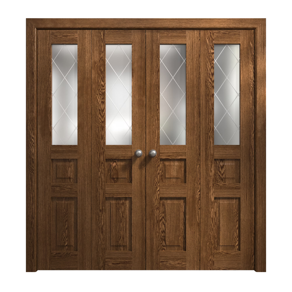 Sliding Double Bi-fold Closet Doors 72 x 80 inches Wood Solid Hardware Set P844952