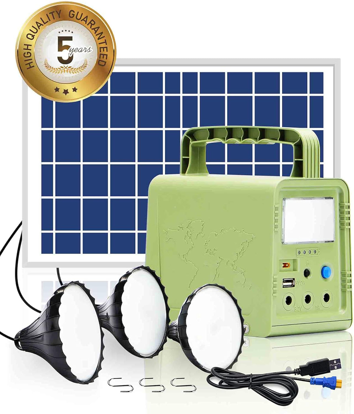 Portable Solar Power Station with Solar Panel, Flashlights, USB DC Outlets F79110
