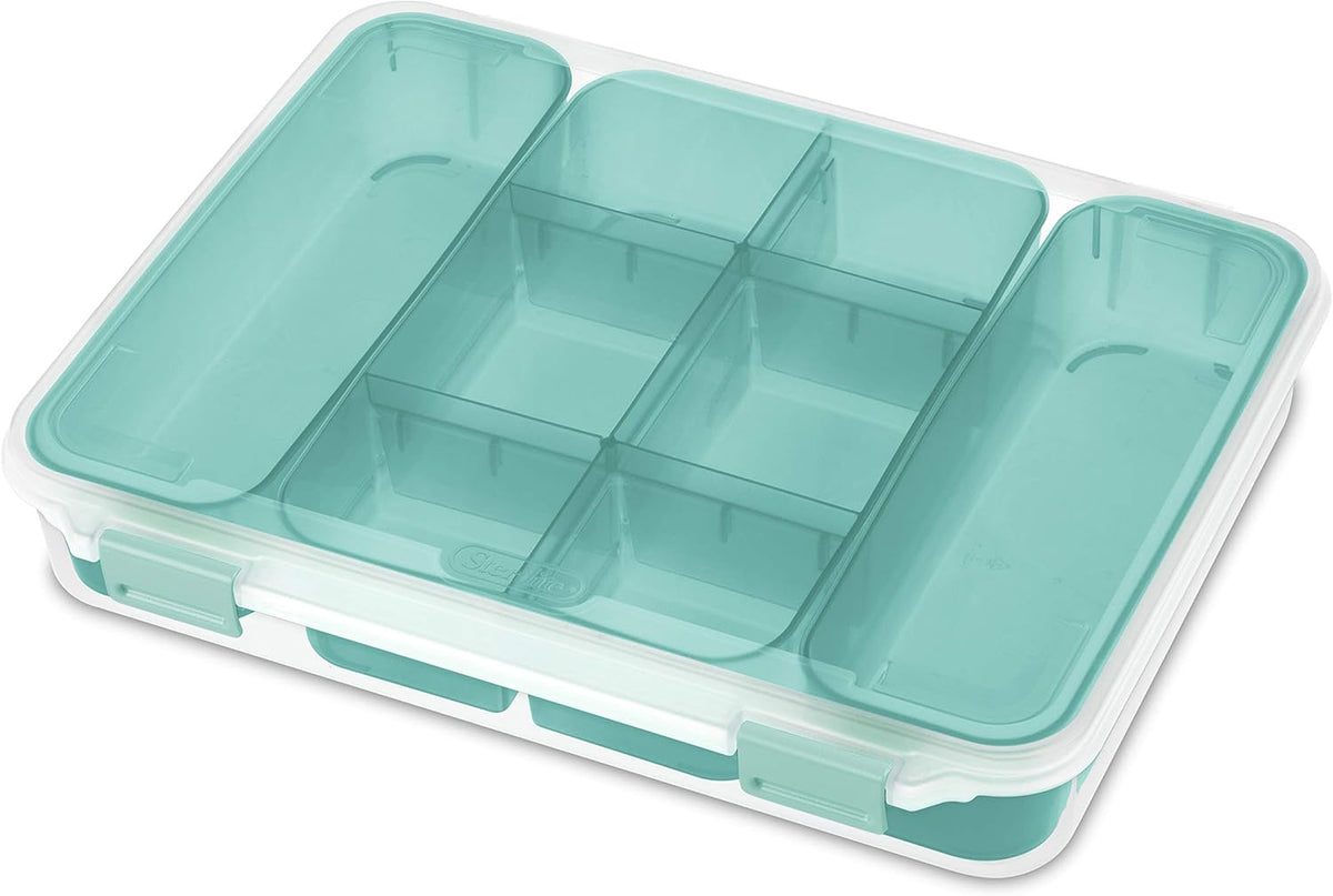 Clear Divided Case with Colored Latches and Tinted Trays, 6-Pack I8919