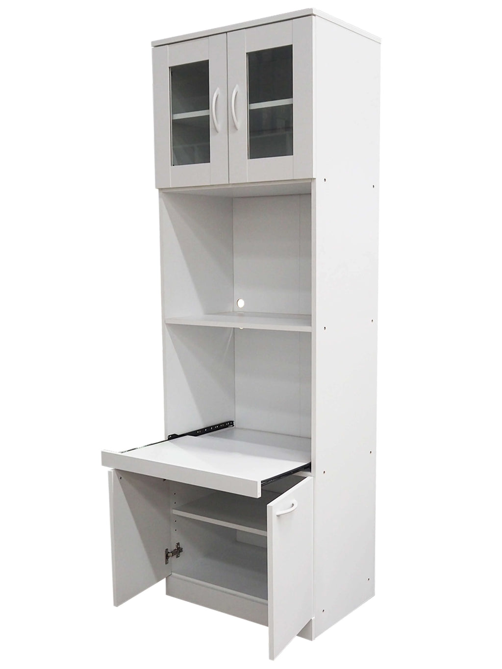 Tall White Kitchen Pantry Microwave Storage Cabinet F451805