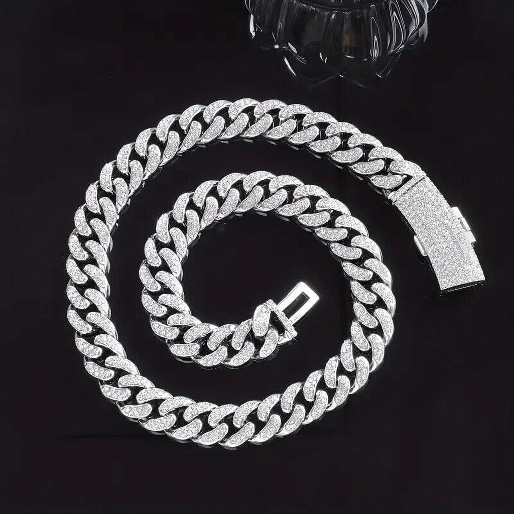 Silver Plated 18" Cuban Choker Chain Necklace R359022