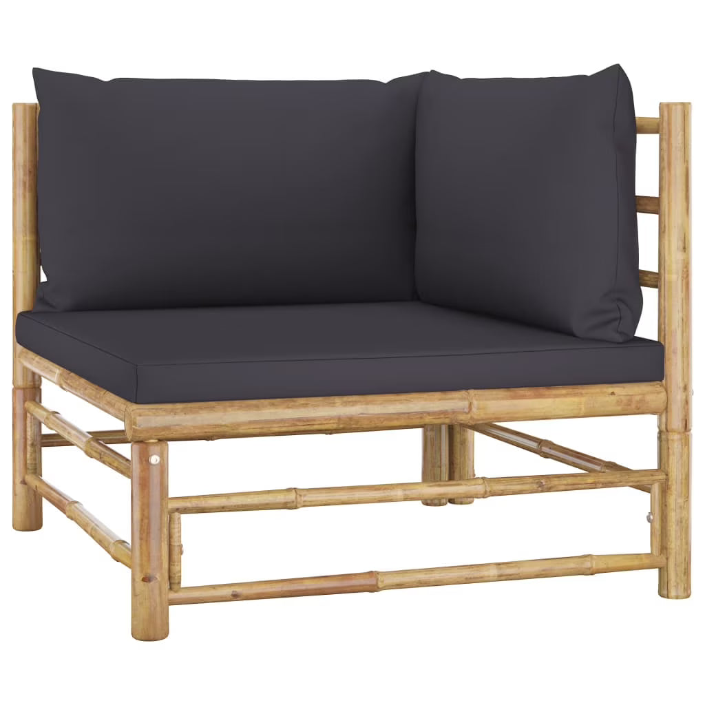 Dark Gray Bamboo Patio Corner Sofa K682