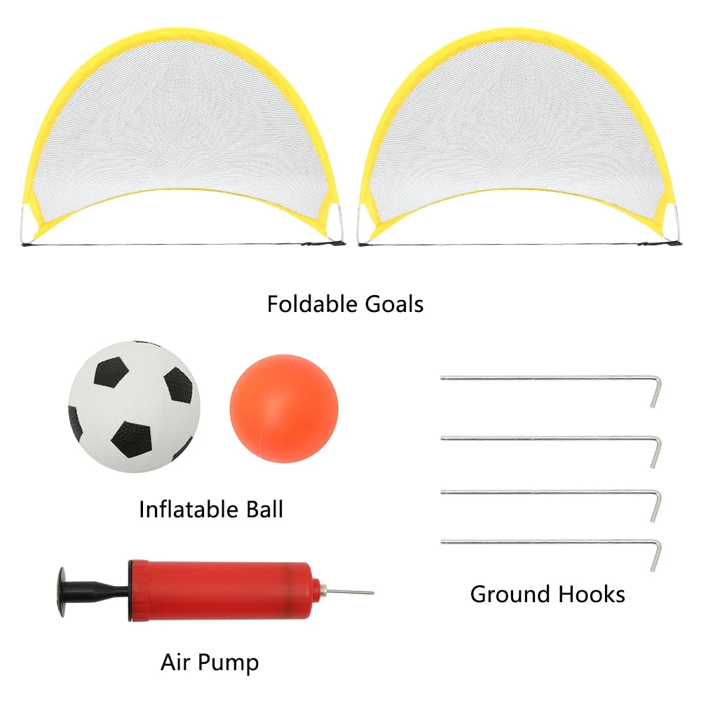 2Pcs Portable Foldable Dome Shaped Football Goals with Inflatable Ball and Air Pump G403