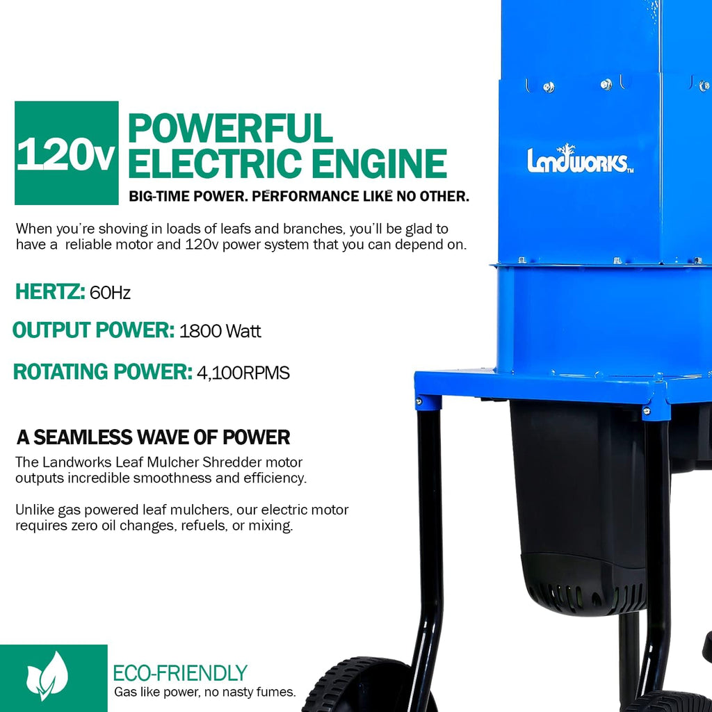 Electric Leaf Mulcher Shredder 120V AC 11 Inch Cutting Blade .5 Inch Cutting Capacity Q77467