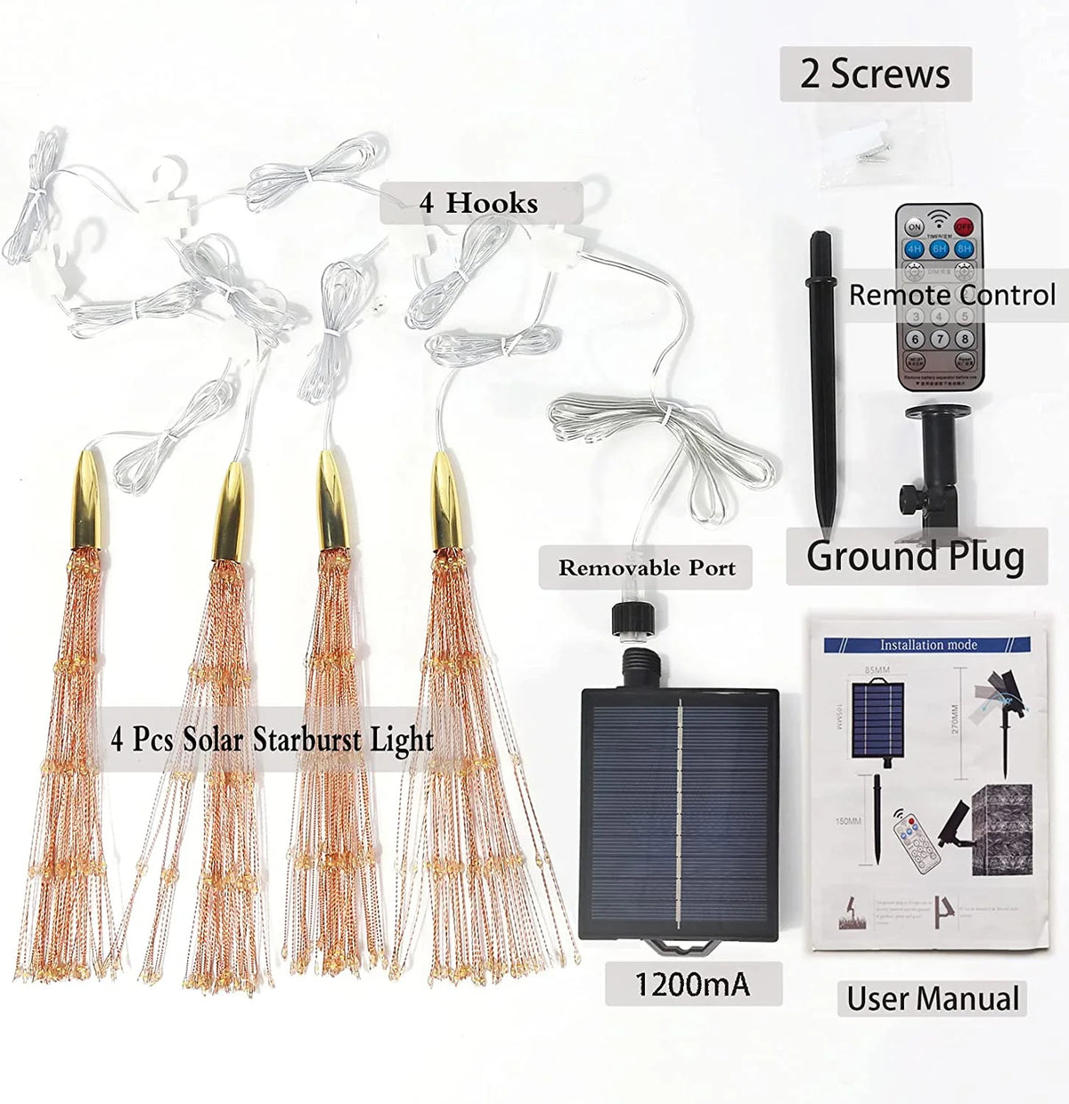 800 Led Solar Starburst Sphere Lights Waterproof Hanging Fairy Light A845376