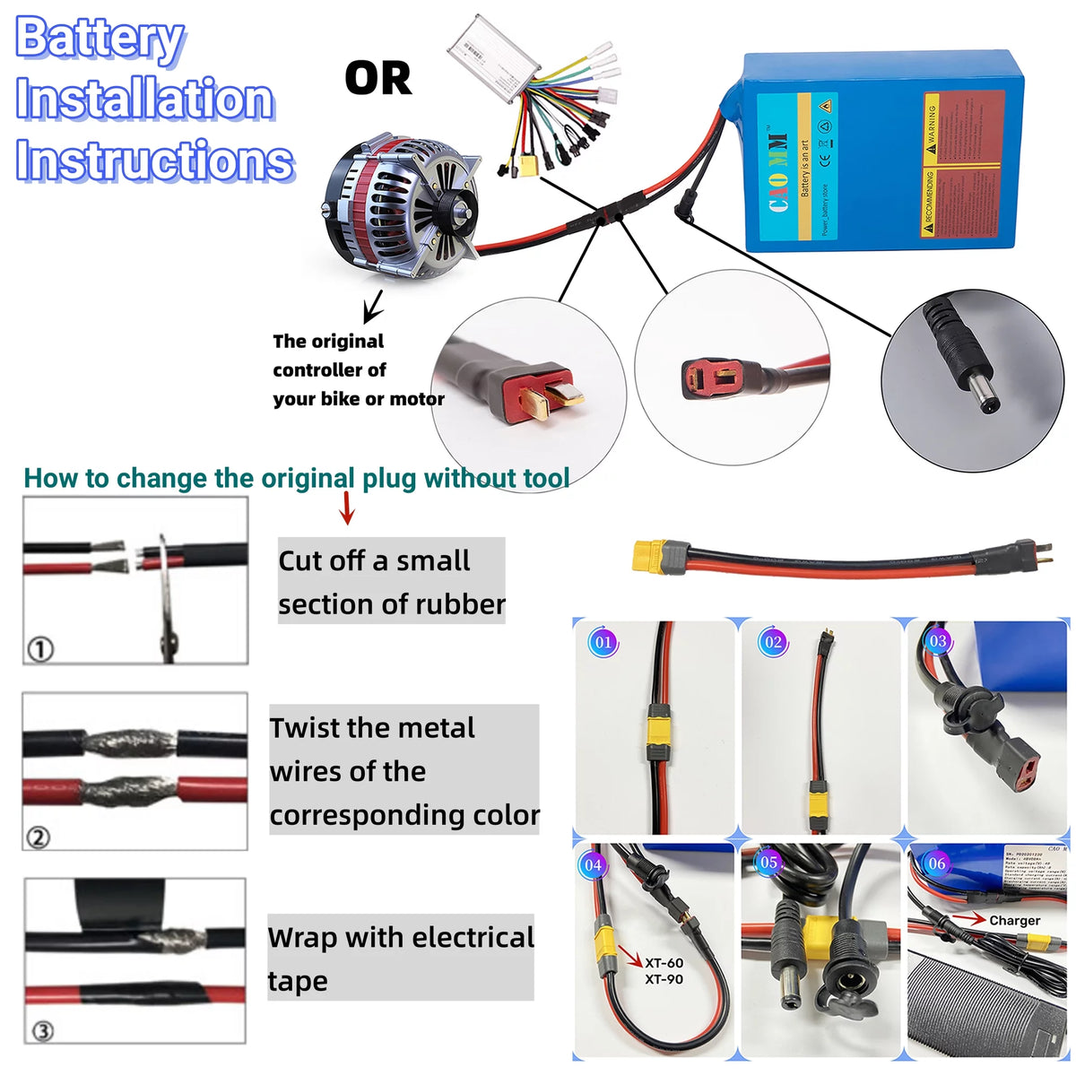 48V 14Ah Lithium Ebike Battery with 5A Fast Charger T Plug X1515
