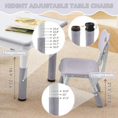 Height Adjustable Toddler Table and Chairs Set with 2 Seats C631353