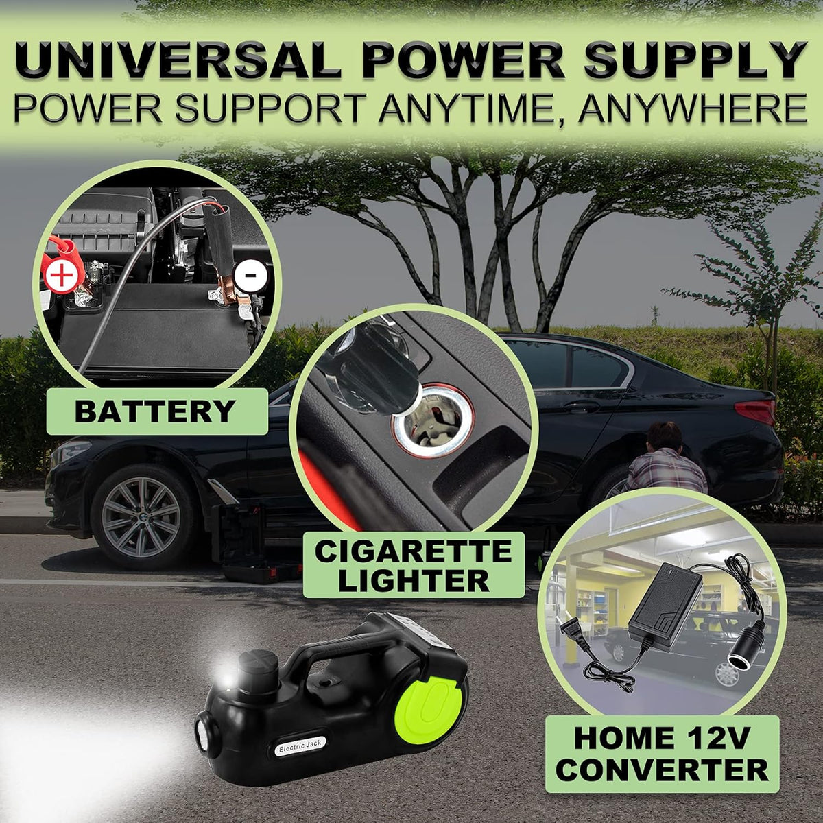 Electric Car Jack Kit 5 Ton 12V Hydraulic with Impact Wrench A7511