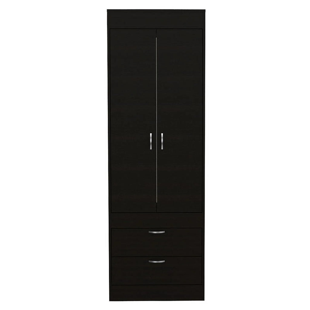 Black 2 Drawer Engineered Wood Armoire D92046