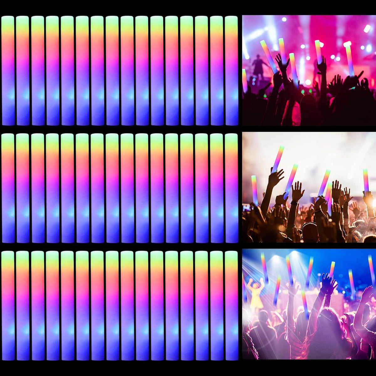 220 Pieces LED Light up Foam Sticks Colorful Flashing Glow Stick with 3 Modes R155540