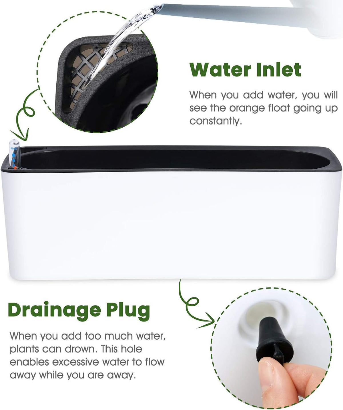 2-Pack Self Watering Rectangular Planters with Water Gauge Indicator G9277