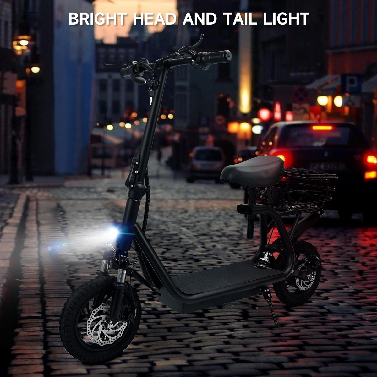 500W Electric Scooter with Seat and Carry Basket D736