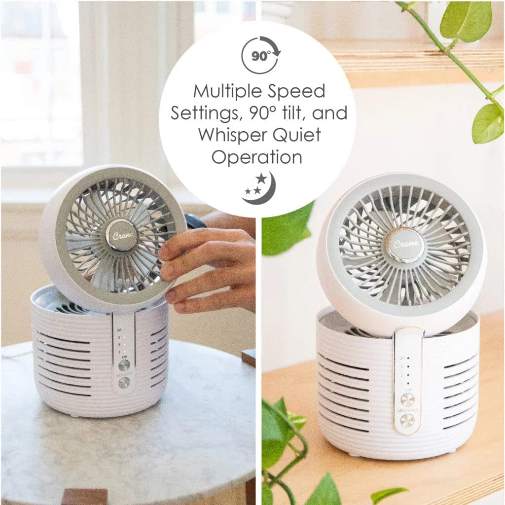 2-in-1 Air Purifier and Desk Top Fan HEPA White J112552
