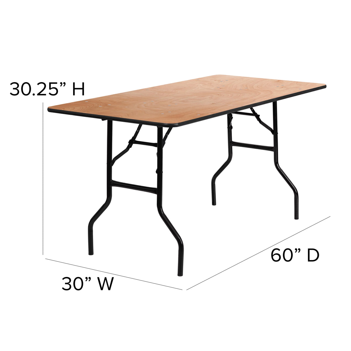5-Foot Rectangular Wood Folding Banquet Table A601