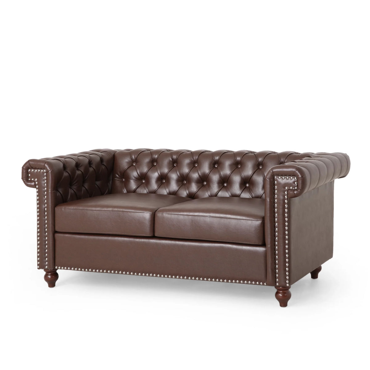 Dark Brown Faux Leather Loveseat I976