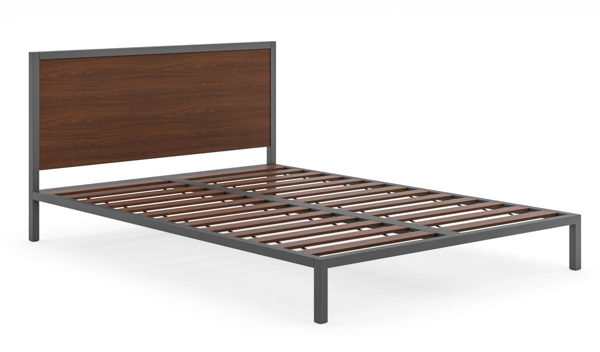 Queen Platform Bed Frame in Walnut Brown E763314