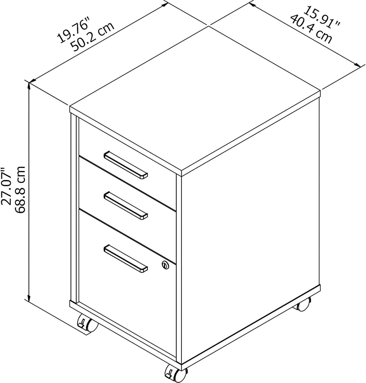 White 3 Drawer Mobile File Cabinet M710